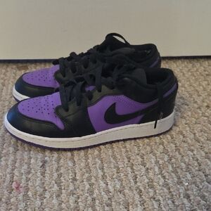 Nike Jordan 1 Kids Black and Purple Sneakers